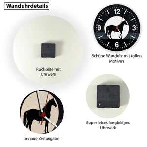 Schwarzes Pferd Silhouette Wanduhr für Pferdeliebhaber