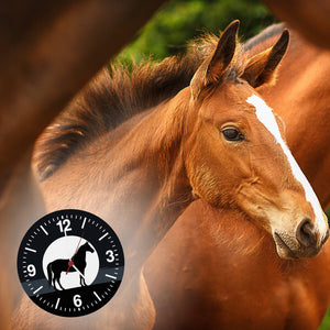 Schwarzes Pferd Silhouette Wanduhr für Pferdeliebhaber