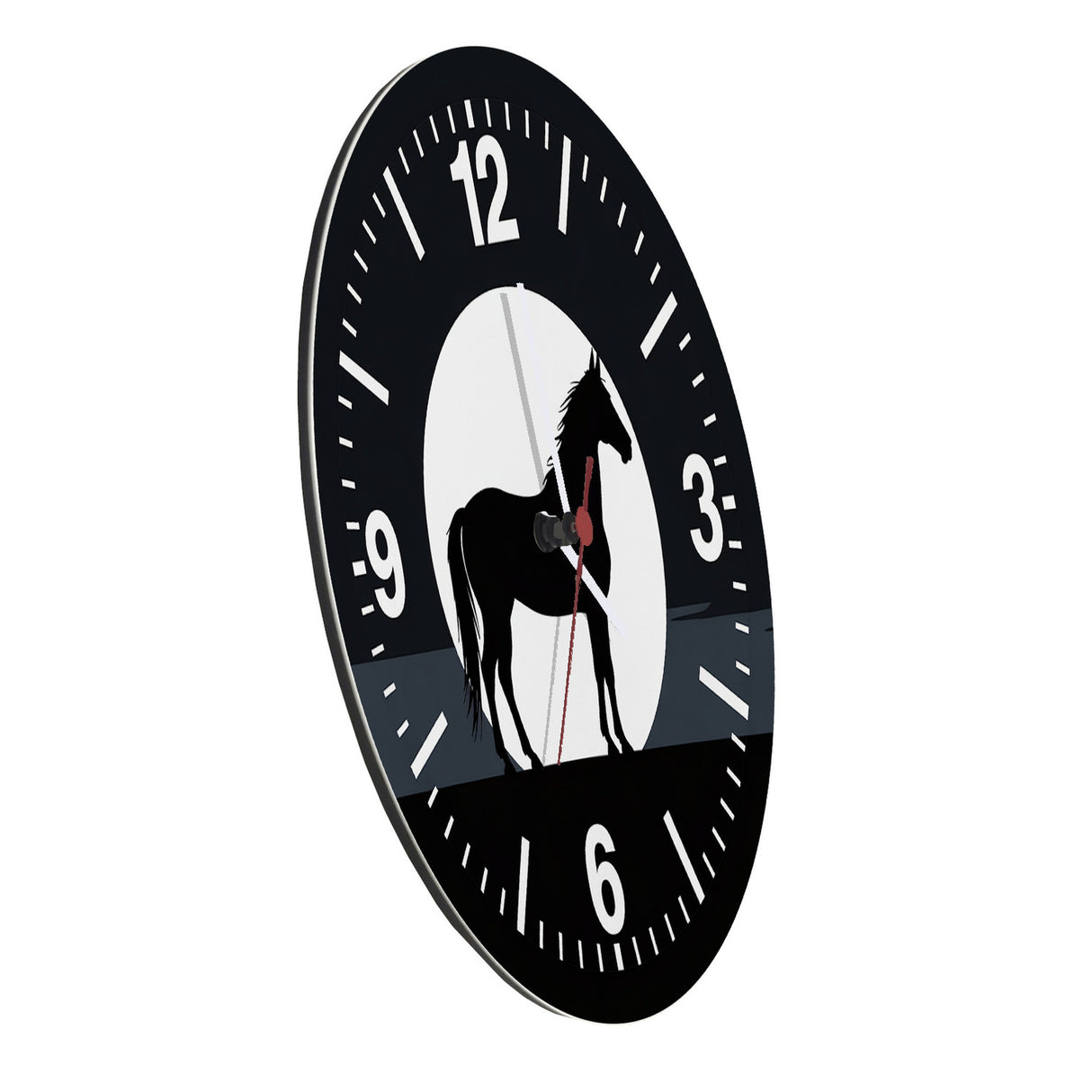 Schwarzes Pferd Silhouette Wanduhr für Pferdeliebhaber