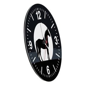Schwarzes Pferd Silhouette Wanduhr für Pferdeliebhaber