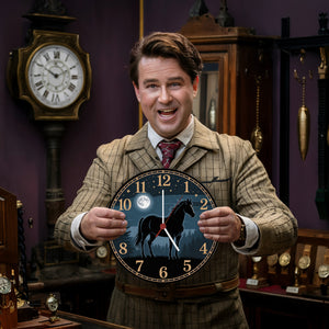 Pferdeträume Pferd Vollmond im Wald Wanduhr für Pferdefans