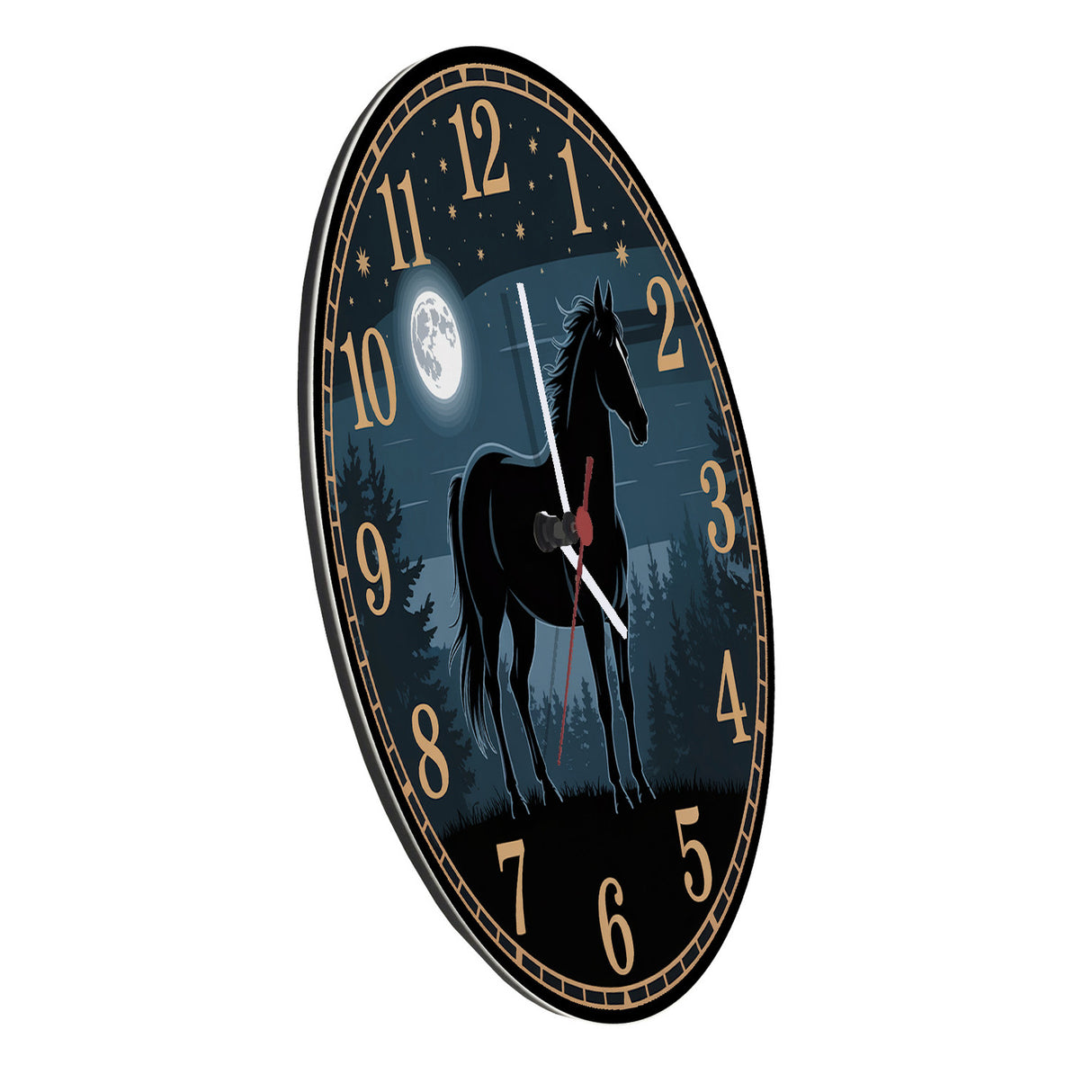 Pferdeträume Pferd Vollmond im Wald Wanduhr für Pferdefans
