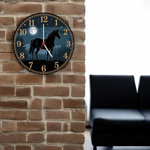 Pferdeträume Pferd Vollmond im Wald Wanduhr für Pferdefans