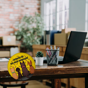 Hunde Magnet rund mit Spruch: Leckerlis für uns nicht vergessen!