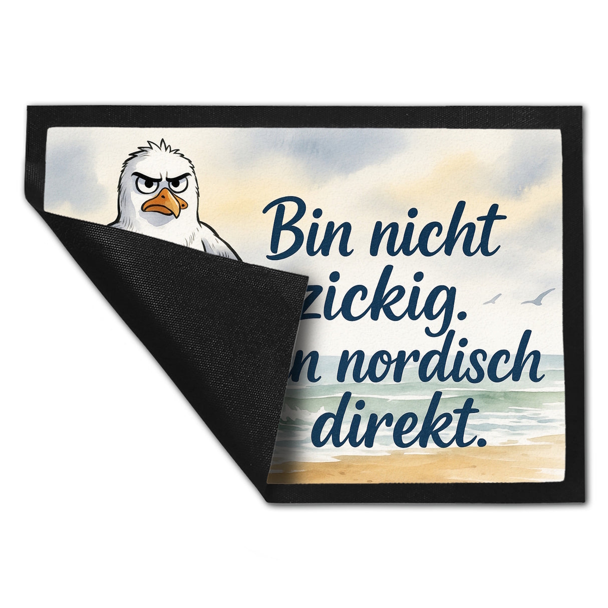 Möwe am Strand Fußmatte in 35x50 cm mit nordischem Humor