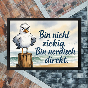 Möwe am Strand Fußmatte in 35x50 cm mit nordischem Humor
