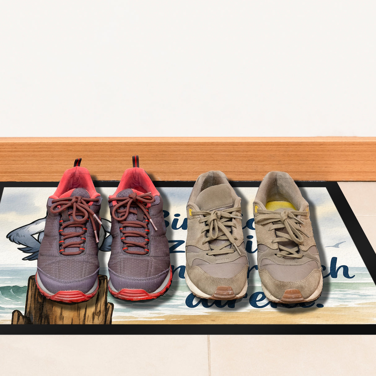 Möwe am Strand Fußmatte in 35x50 cm mit nordischem Humor