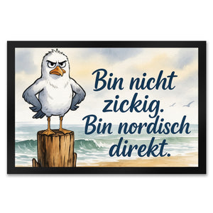 Möwe am Strand Fußmatte in 35x50 cm mit nordischem Humor