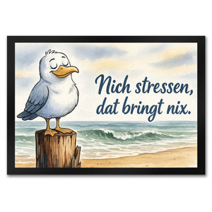 Möwe Nich stressen auf Aquarell Fußmatte in 35x50 cm