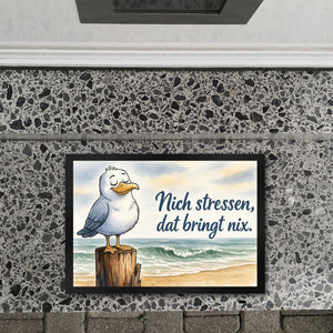 Möwe Nich stressen auf Aquarell Fußmatte in 35x50 cm