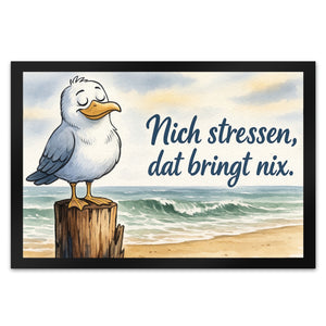 Möwe Nich stressen auf Aquarell Fußmatte in 35x50 cm