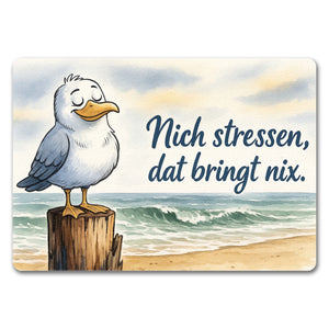 Möwe Nich stressen auf Aquarell Fußmatte in 35x50 cm ohne Rand