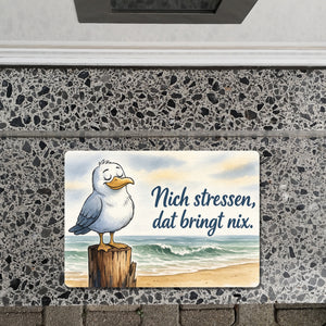 Möwe Nich stressen auf Aquarell Fußmatte in 35x50 cm ohne Rand