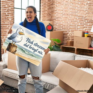 Möwe Nich stressen auf Aquarell Fußmatte in 35x50 cm ohne Rand