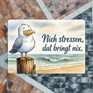 Möwe Nich stressen auf Aquarell Fußmatte in 35x50 cm ohne Rand