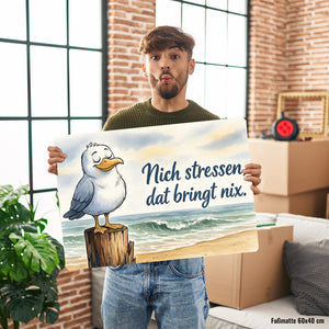 Möwe Nich stressen auf Aquarell Fußmatte in 35x50 cm ohne Rand