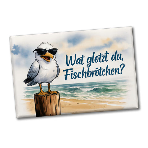 Wat glotzt du, Fischbrötchen? Möwe mit Sonnenbrille Souvenir Souvenir Magnet