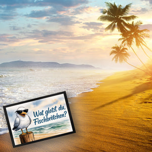 Wat glotzt du, Fischbrötchen? Möwe mit Sonnenbrille Fußmatte in 35x50 cm