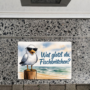 Wat glotzt du, Fischbrötchen? Möwe mit Sonnenbrille Fußmatte in 35x50 cm ohne Rand