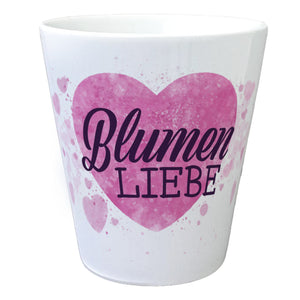 Blumenliebe mit rosa Herzen Blumentopf