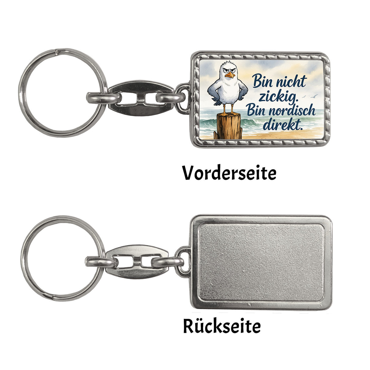 Möwe am Strand Schlüsselanhänger mit nordischem Humor
