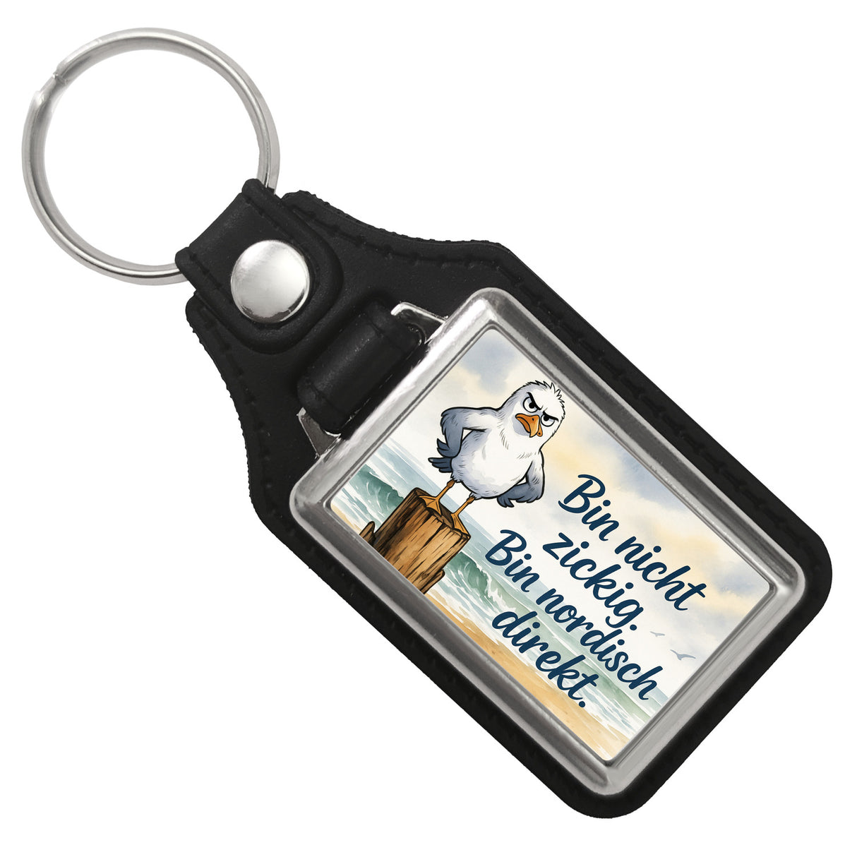 Möwe am Strand Schlüsselanhänger mit nordischem Humor