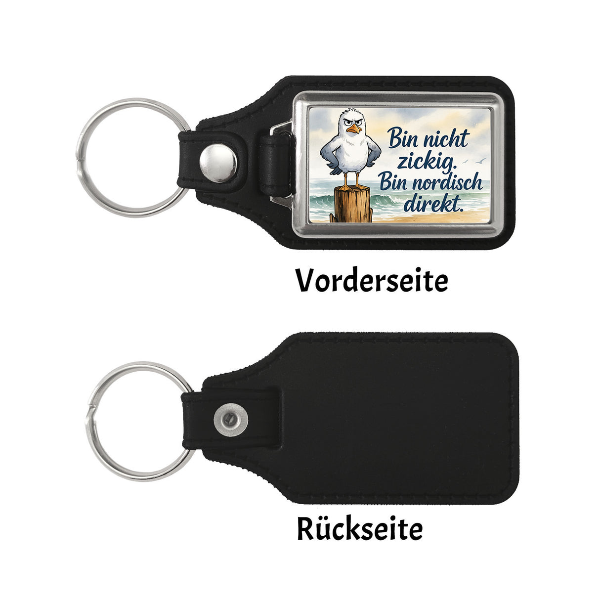 Möwe am Strand Schlüsselanhänger mit nordischem Humor