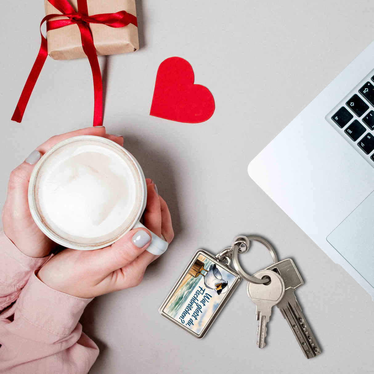 Wat glotzt du, Fischbrötchen?Möwe mit Sonnenbrille Schlüsselanhänger