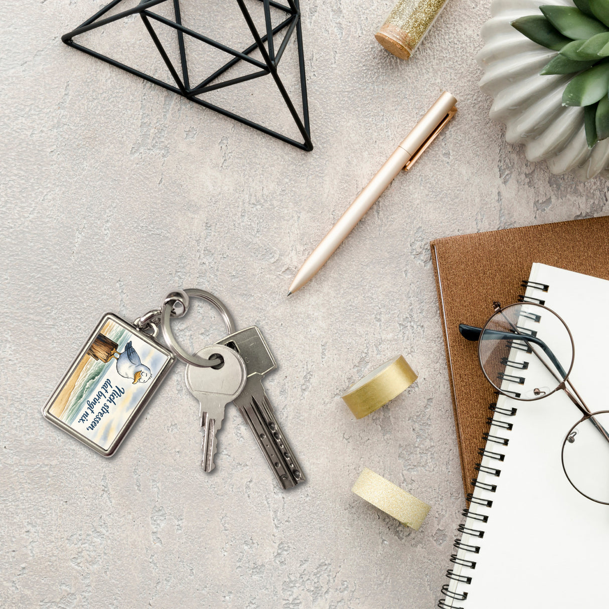 Möwe Nich stressen auf Aquarell Schlüsselanhänger