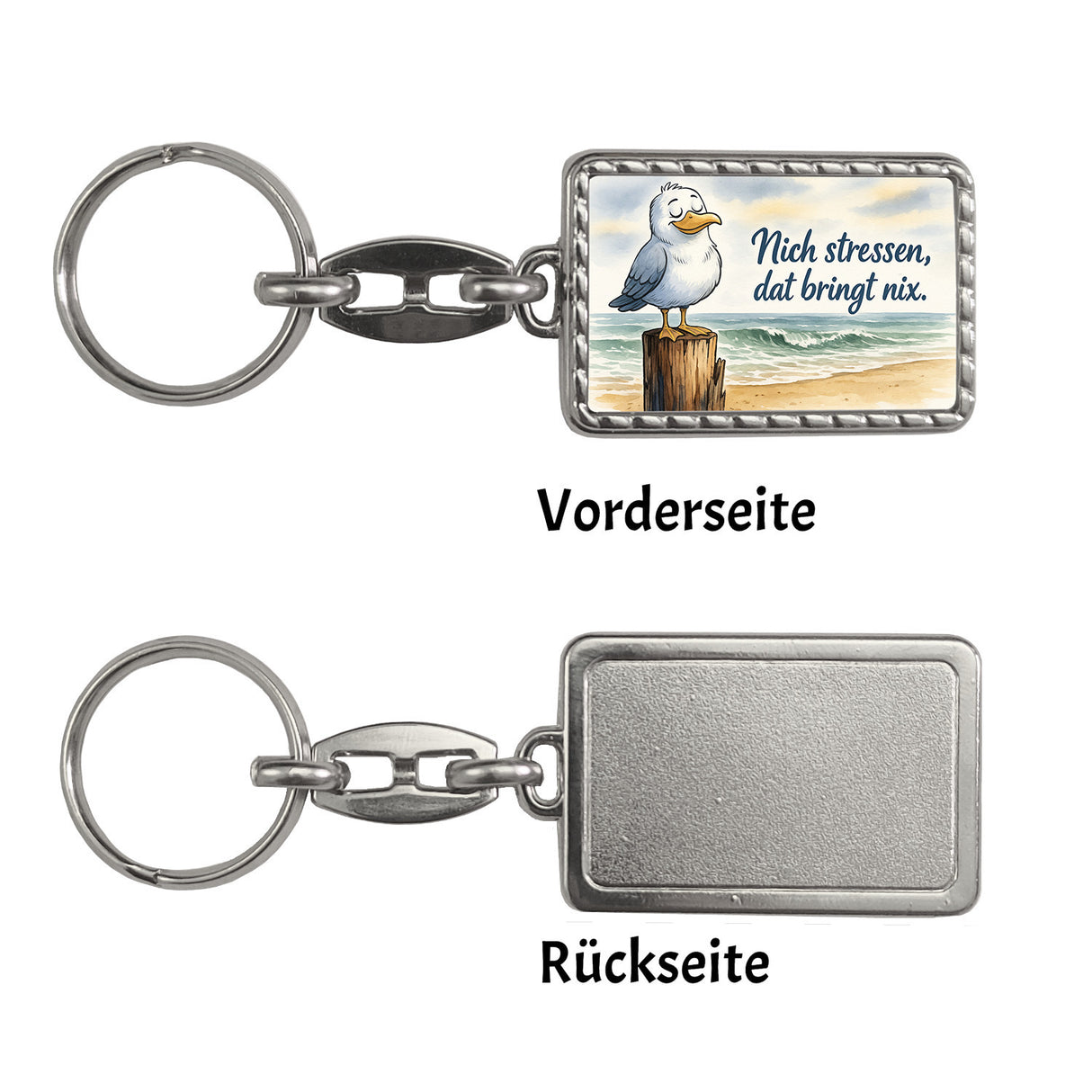 Möwe Nich stressen auf Aquarell Schlüsselanhänger