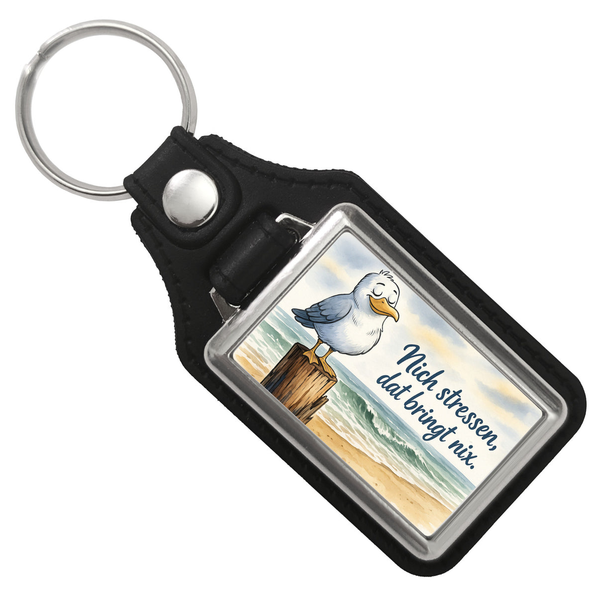 Möwe Nich stressen auf Aquarell Schlüsselanhänger