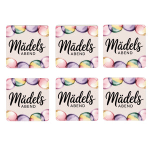 Mädelsabend Pastell 6er Set Untersetzer aus Holz