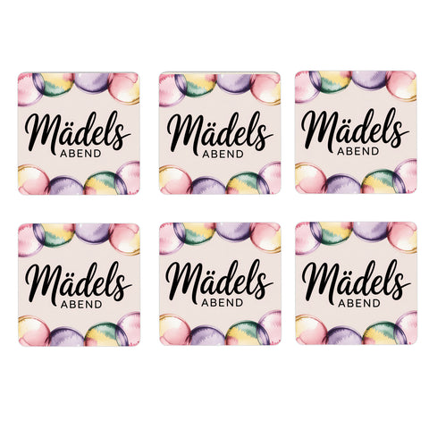 Mädelsabend Pastell 6er Set Untersetzer aus Holz