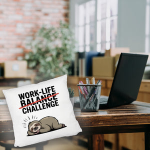 Work-Life Balance/Challenge Kissen mit Faultier
