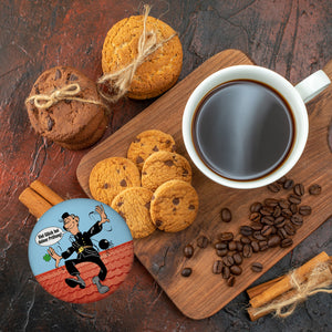 Kaminfeger Magnet rund mit Spruch: Viel Glück bei deiner Prüfung