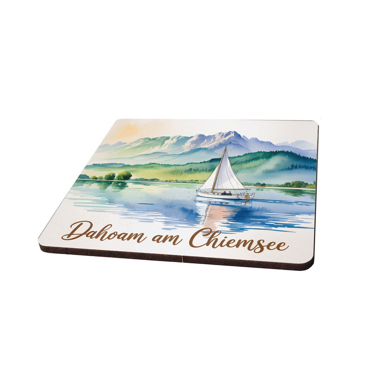 Chiemgau Chiemsee 6er Set Untersetzer aus Holz - Dahoam am Chiemsee