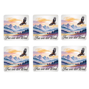 Chiemgau Seeadler 6er Set Untersetzer aus Holz - Frei wie der Wind