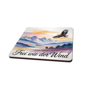 Chiemgau Seeadler 6er Set Untersetzer aus Holz - Frei wie der Wind