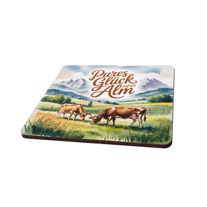 Chiemgau Kühe auf der Alm 6er Set Untersetzer aus Holz - Pures Glück