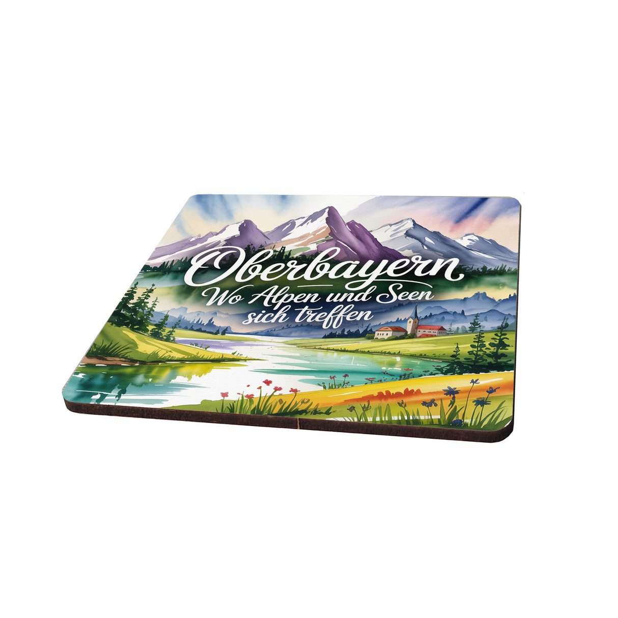 Oberbayern Berge und See 6er Set Untersetzer aus Holz - Wo Alpen und Seen sich treffen