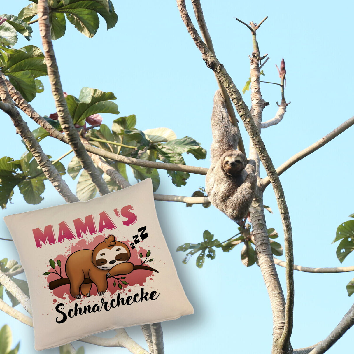 Faultier auf Ast Kissen Mama's Schnarchecke