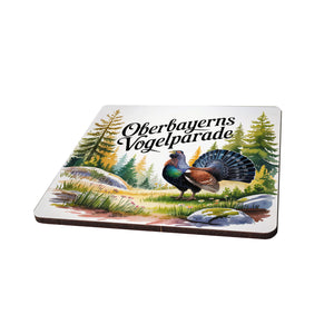 Oberbayern Auerhuhn 6er Set Untersetzer aus Holz - Vogelparade