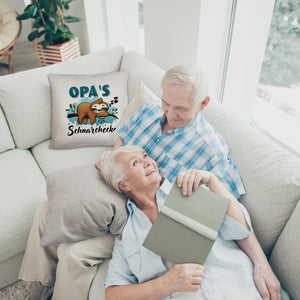 Faultier auf Ast Kissen Opa's Schnarchecke