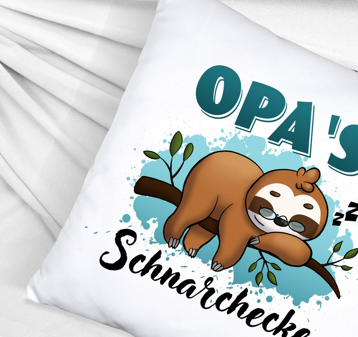 Faultier auf Ast Kissen Opa's Schnarchecke