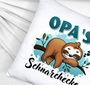 Faultier auf Ast Kissen Opa's Schnarchecke