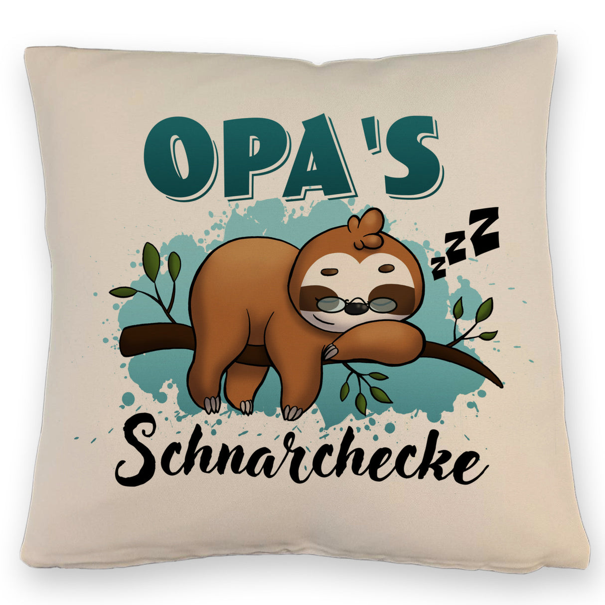 Faultier auf Ast Kissen Opa's Schnarchecke