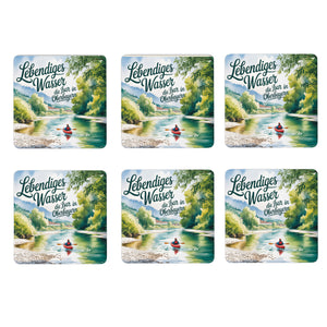 Oberbayern Isar 6er Set Untersetzer aus Holz - Lebendiges Wasser