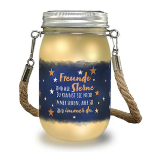 Freunde sind wie Sterne Nachthimmel Solarlicht Solarlampe mit Illustration für den Garten