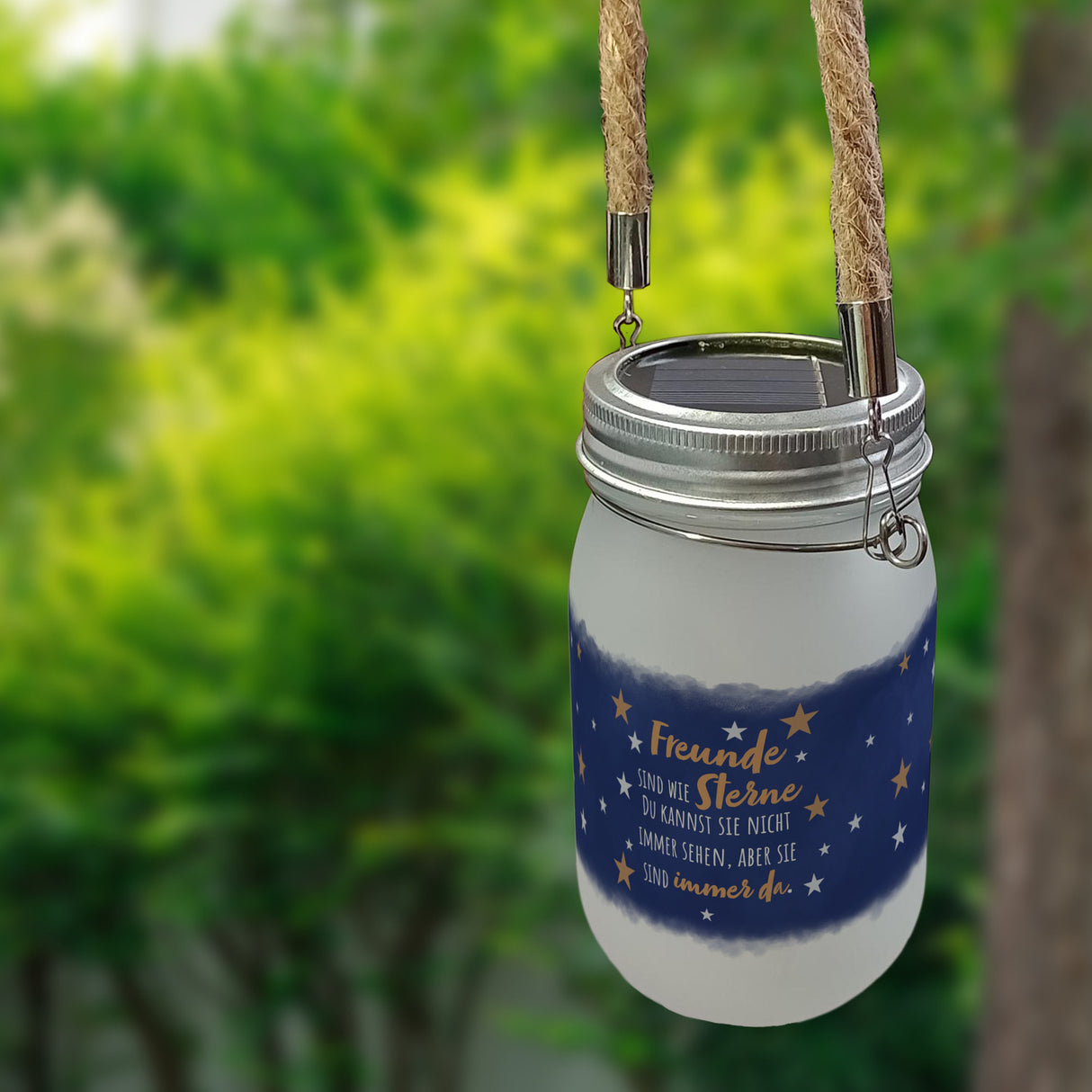 Freunde sind wie Sterne Nachthimmel Solarlicht Solarlampe mit Illustration für den Garten