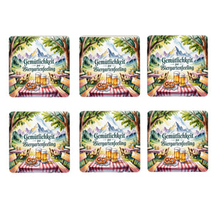 Oberbayern Biergarten 6er Set Untersetzer aus Holz - Gemütlichkeit pur